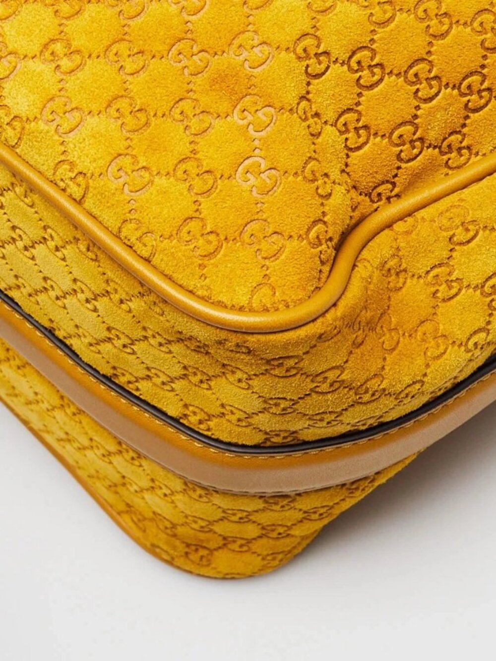 Gucci Yellow Micro Guccissima Embossed Suede Half Moon Horsebit Shoulder Bag - Picture 4 of 11